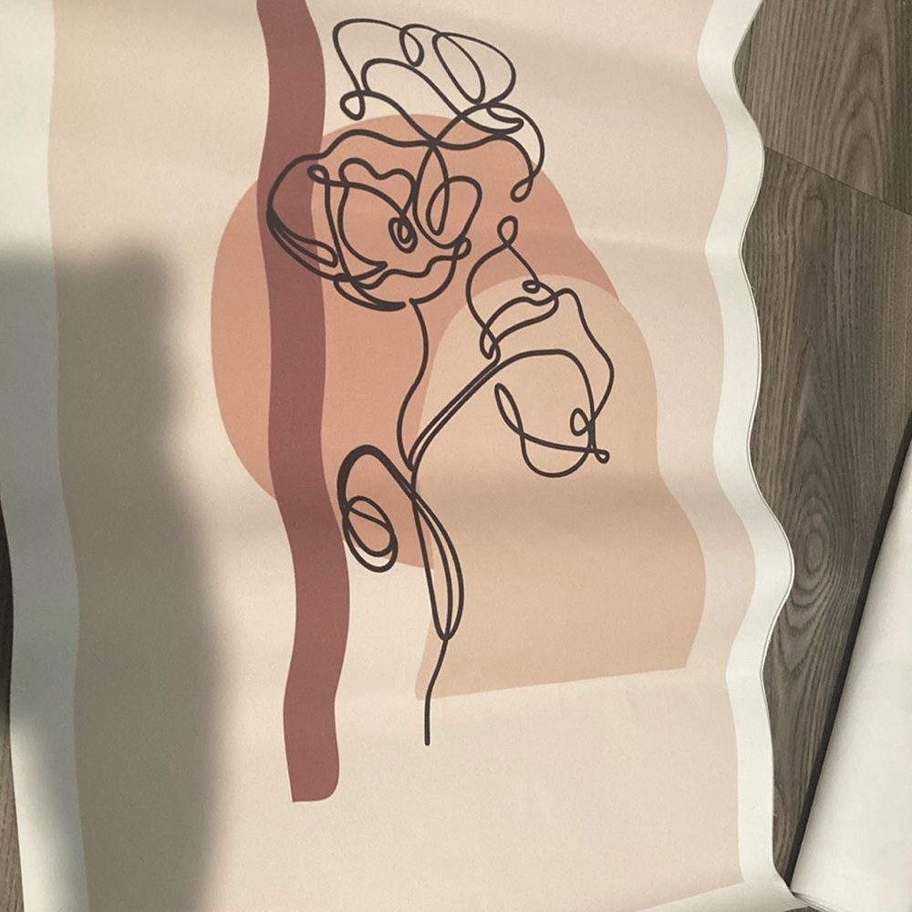 Abstract Line Art Print in Pink and Cream